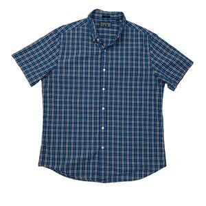 RYE by Hawker Rye Shirt Mens L Large Button Down Slim Plaid Short Sleeve Cotton